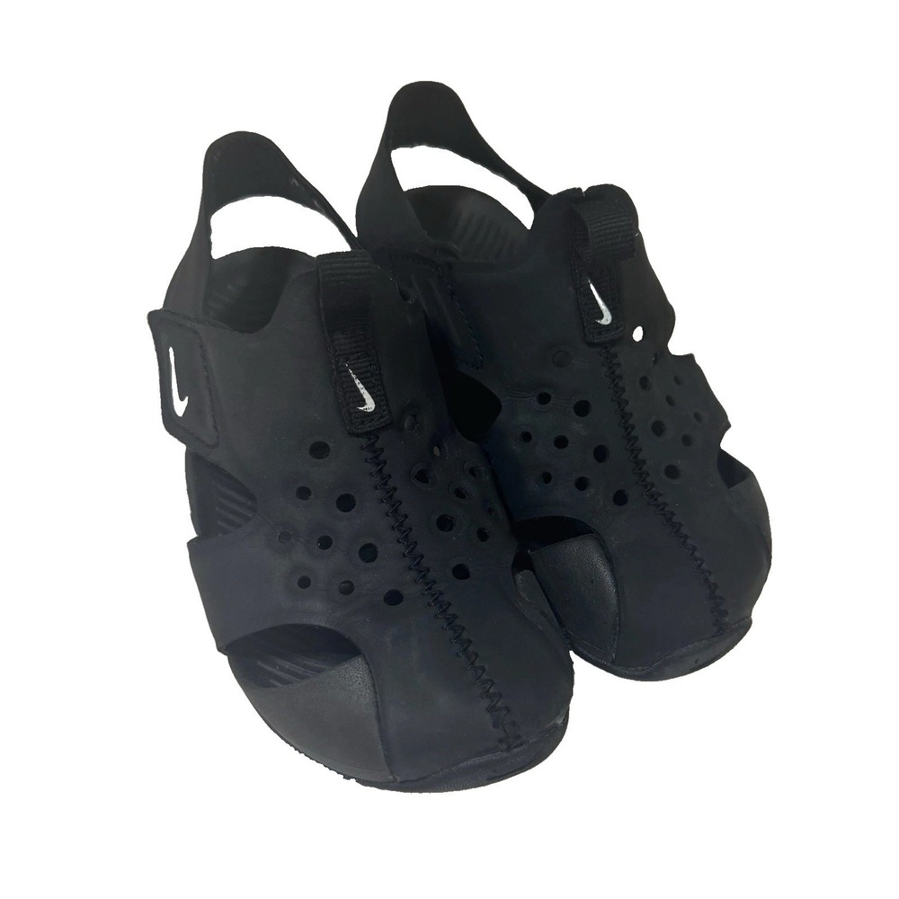 Nike Unisex Kids Black Slip-On Athletic‎ Sandals Closed Toe Logo US 8.5